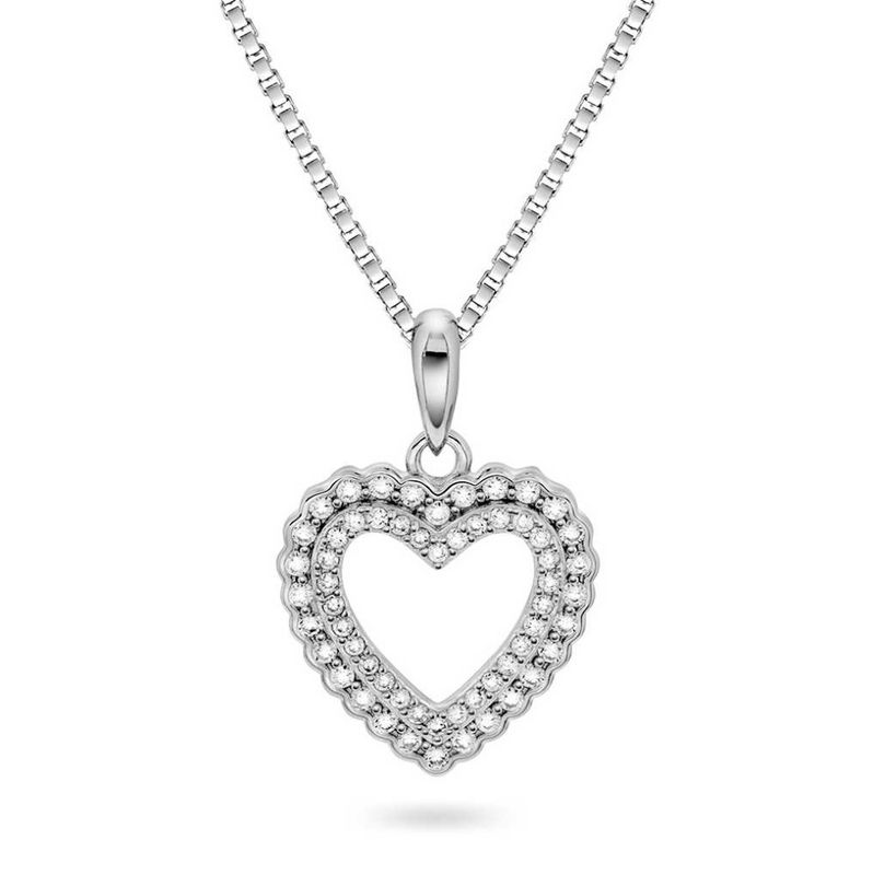 Hjerte smykke i sølv med zirkonia
