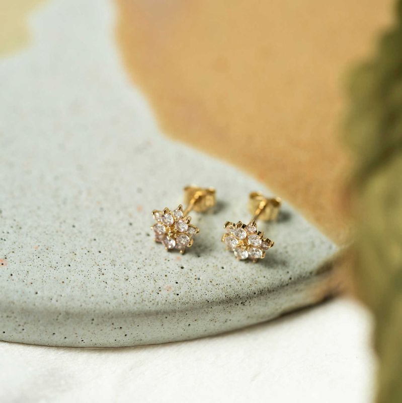 Øredobber i gull med zirkonia