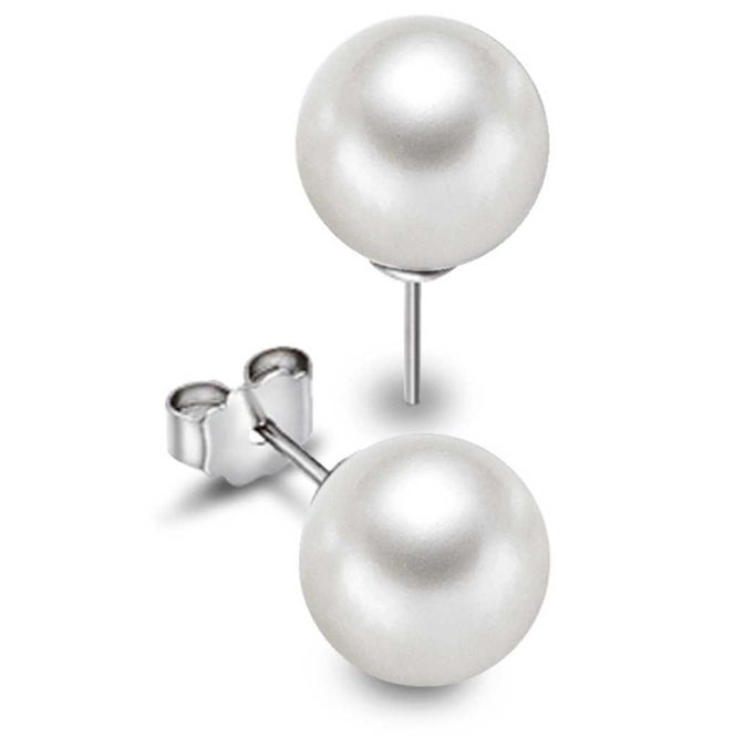 Hovedbilde Øredobber i sølv med perle rhodinert