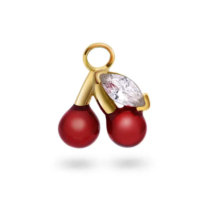 Hovedbilde Cherry Pop charm i 925 forgylt sølv